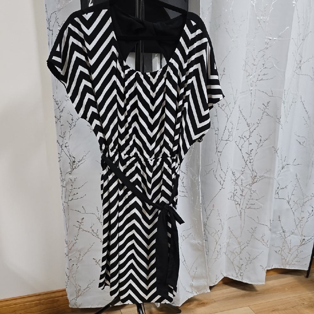 Lane Bryant Black and White Chevron Dress